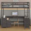 Lit mezzanine avec bureau en U, tiroirs et tablettes de rangement-1948521431