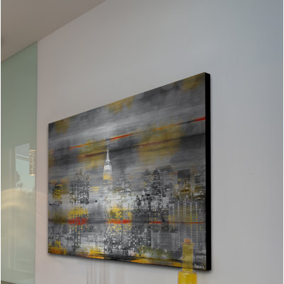 Reproduction d’art sur aluminium brossé "de très parvez en jaune" par taj,