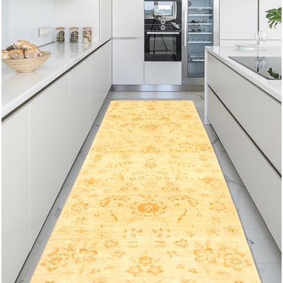One-of-a-Kind 3'3" X 9'7" New Age Runner Wool Area Rug in Cream
