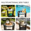 Table basse ronde en osier pour l'extérieur - table d'appoint de patio avec plateau en verre trempé, table de bout de style repose-pieds pour balcon, porche, terrasse, jardin, rotin résistant aux intempéries, assemblage facile, noir