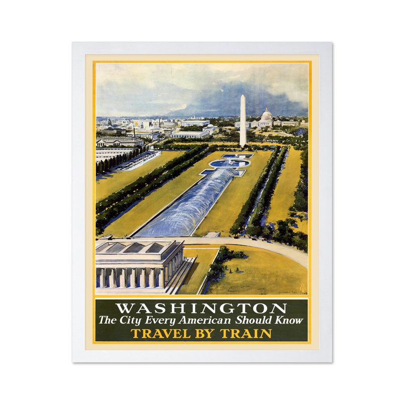 Voyage en train à Washington, Affiche, H 24 po x l 32 po, Encadrement blanc