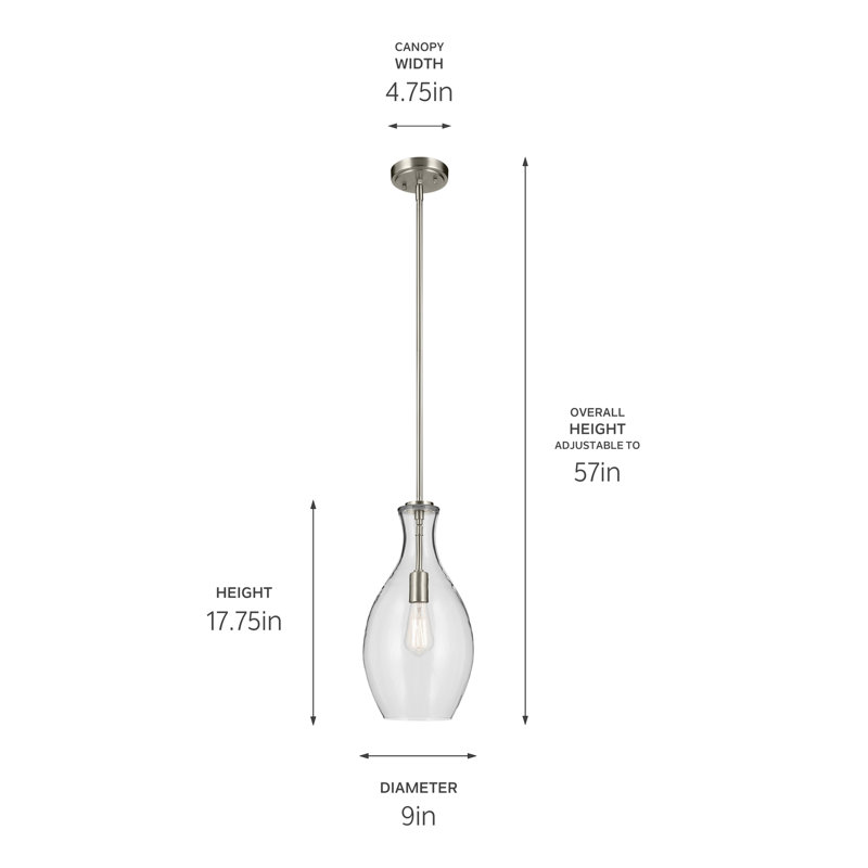 17.75" 1-Light Bell Pendant with Clear Glass