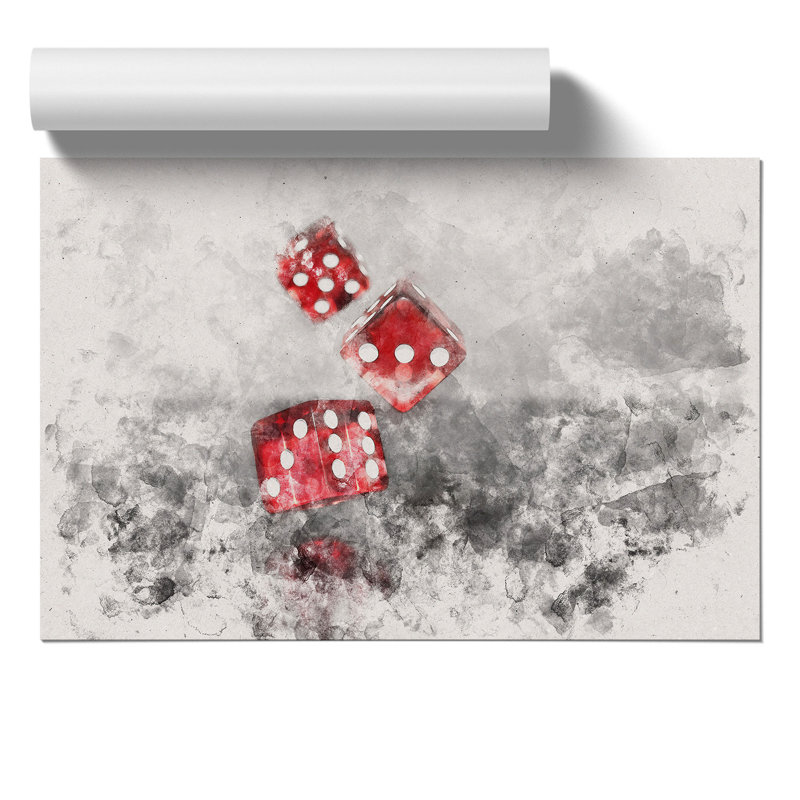 Rolling the Dice Watercolour - Frameless Print, 59cm H x 84cm W x 0.1cm D