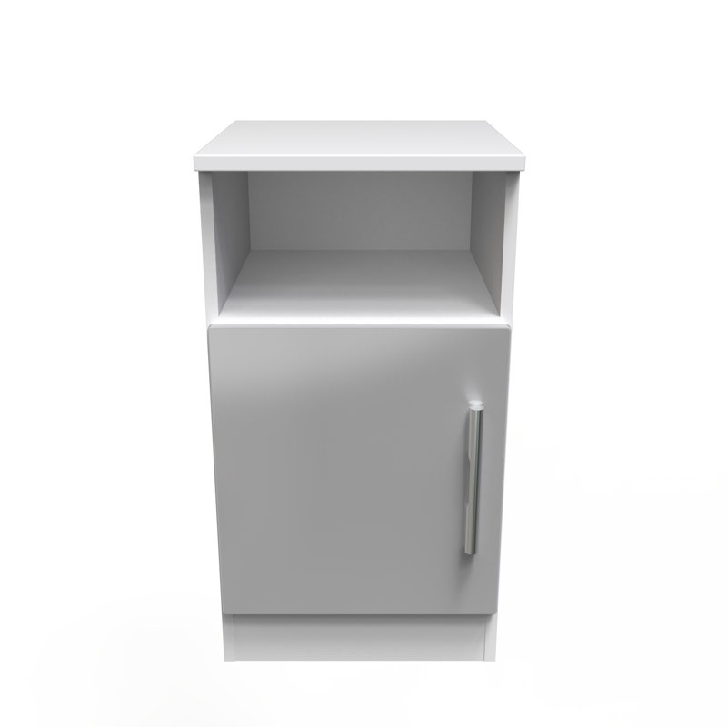 Contrast Fully Assembled Contrast 1 Door Cabinet Light Grey Gloss / White