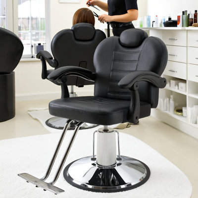  Reclining Barber Chairs with Heavy Duty Hydraulic Pump and 360° Swivel