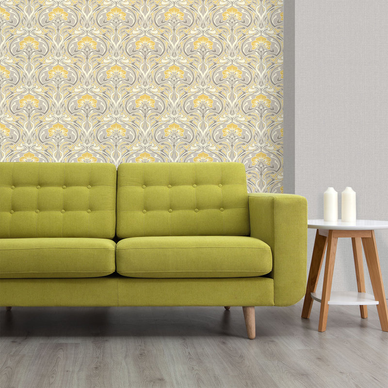Flora Nouveau 10.05m x 53cm Wallpaper Roll, Yellow