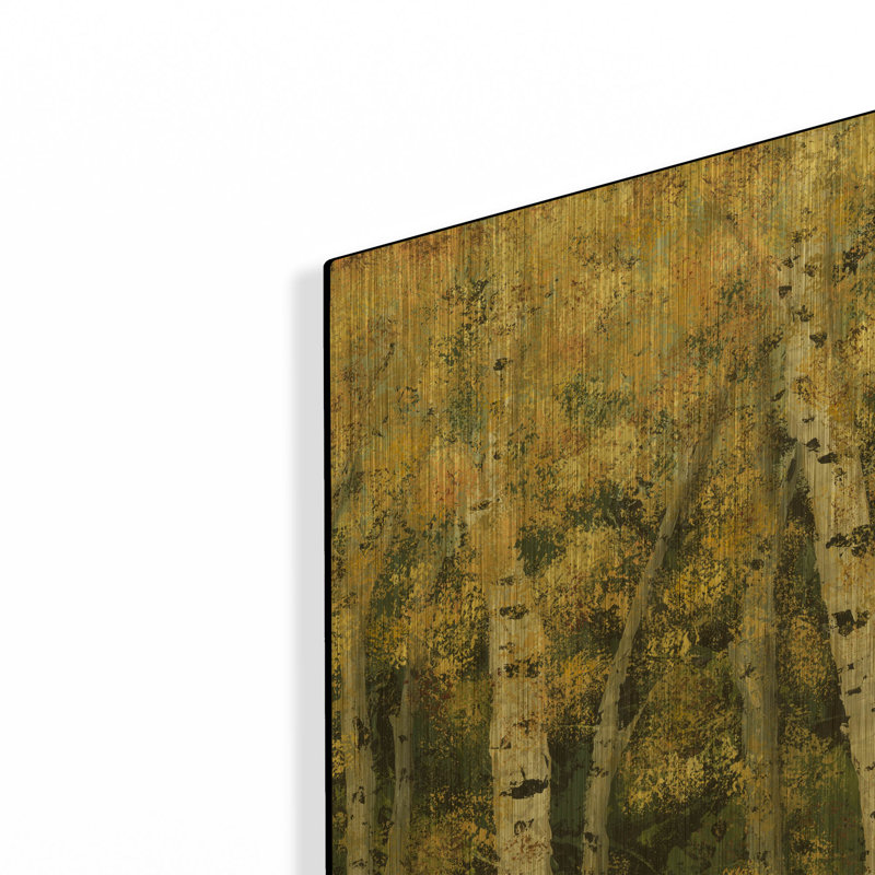  «Birch Treeline III» par Jade Reynolds, art mural en métal doré, 16 po x 24 po, 16"x24"