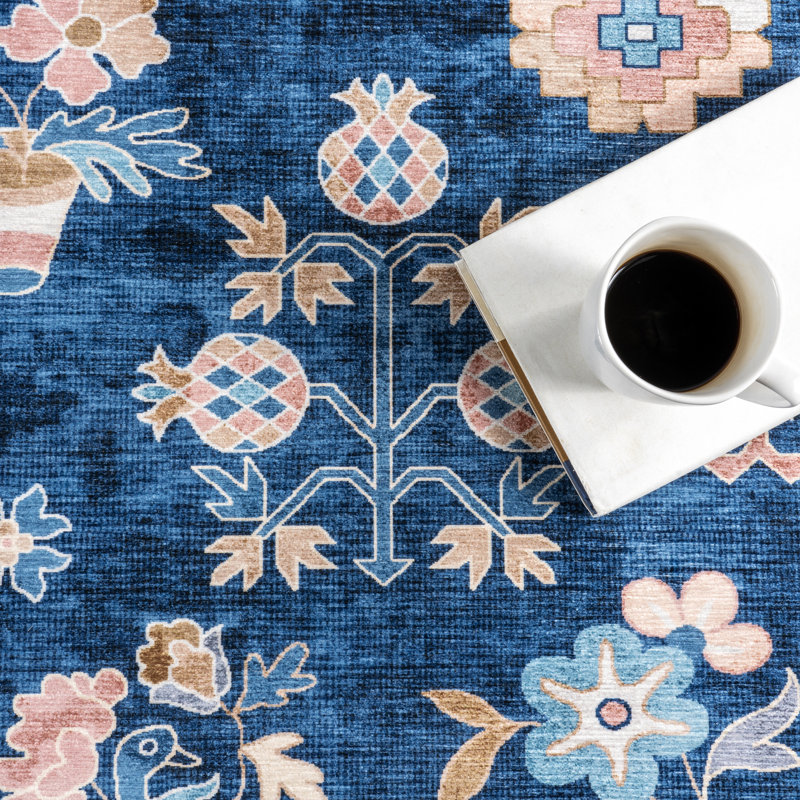 Capac SplashGuard Traditional Medallion Machine Washable Area Rug, Rectangle 5' x 8'