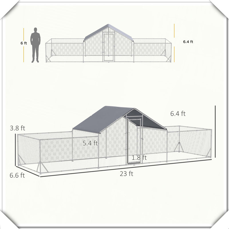 Grand poulailler en métal pour poulets, canards et lapins PawHut