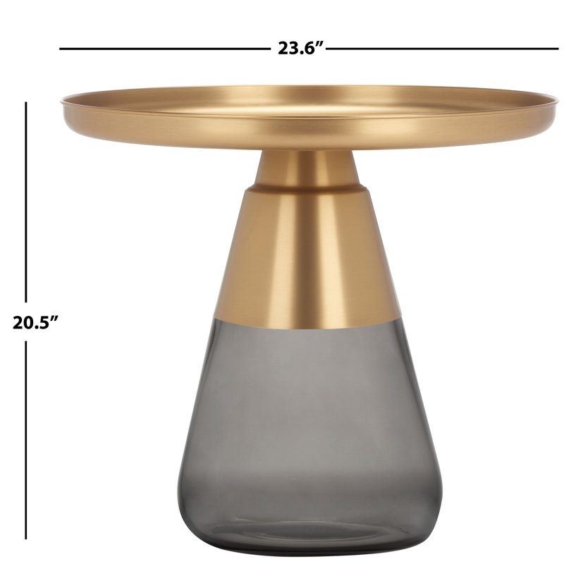 End Table, Gray, Antique Brass