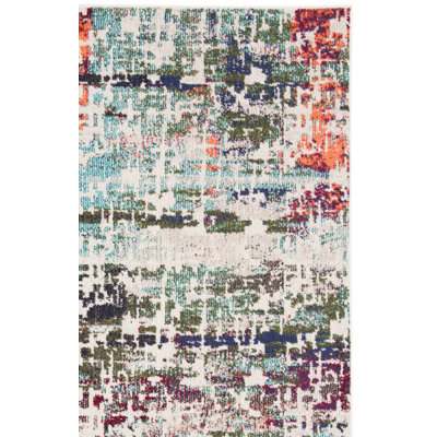 Felty Abstract Blue/Green/Orange Area Rug