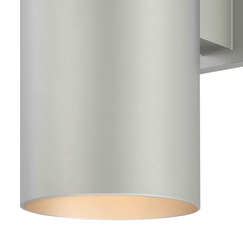 Applique murale cylindrique en aluminium 1 lumière H gris argenté 1 lumière pour l'intérieur ou l'extérieur
