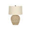 Lighting, H 25 po, lampe de table, rotin, abat-jour beige, transitionnel
