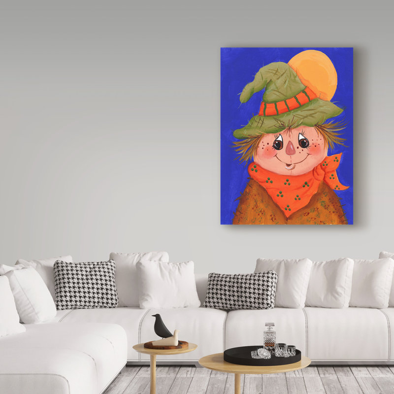 «Scarecrow and Orange Moon», art sur toile, H 24 po x l 18 po x P 2 po