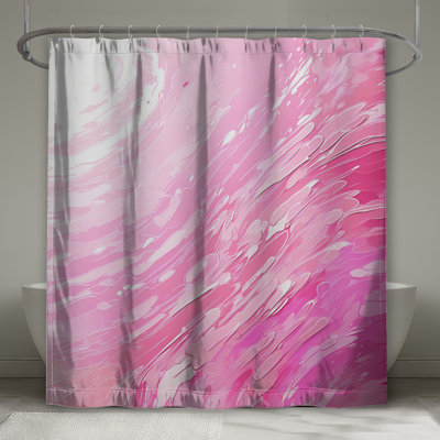 Pink Fluid Swirls Shower Curtains Extra Long