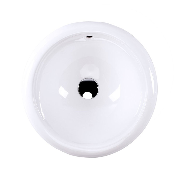 LACAVA Euro 16.5'' White Porcelain Circular Bathroom Sink with Overflow