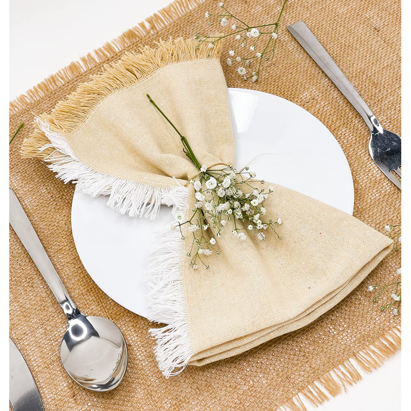 Ambrister No Pattern Square Napkin, Beige/White
