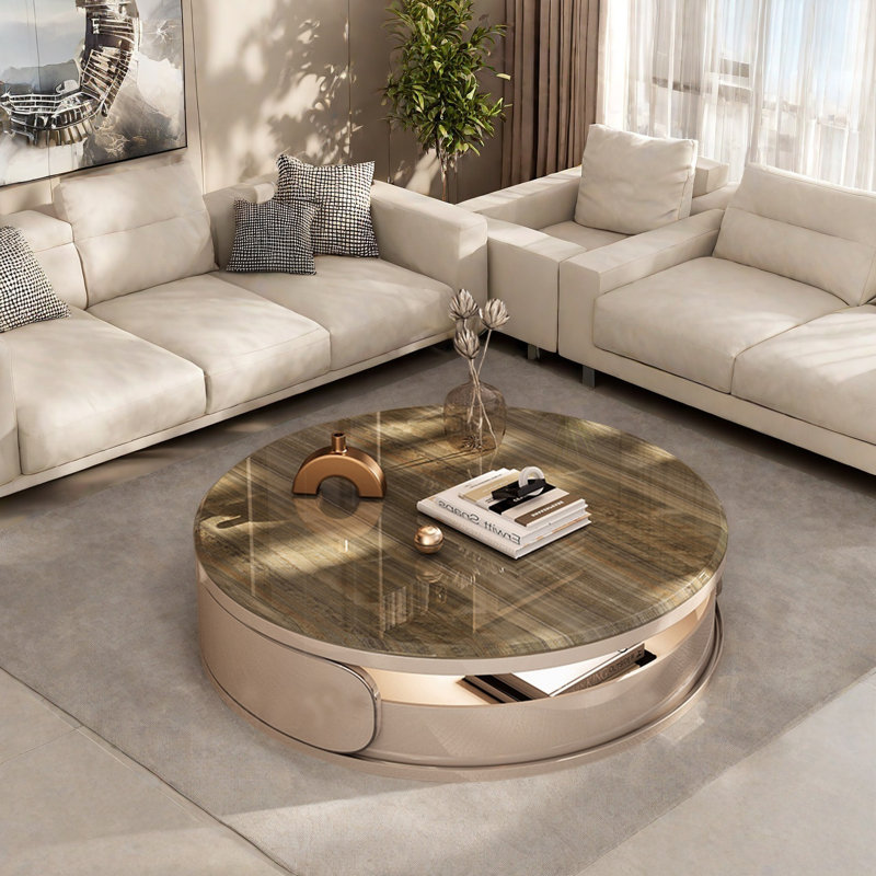 Table basse ronde Luxe, Doré