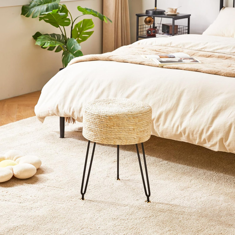 Nyell Metal Accent Stool, Beige