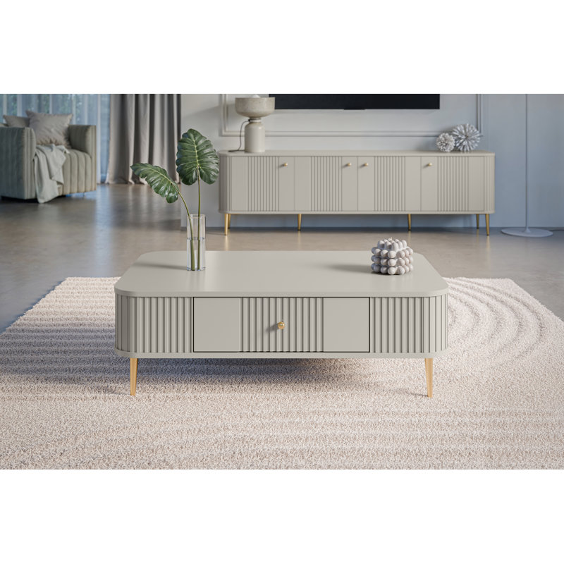 Dayzee Coffee Table with Storage, Cashmere Top/Gold Base