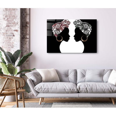 Femmes afro-américaines en foulard, art mural noir, impression sur acrylique