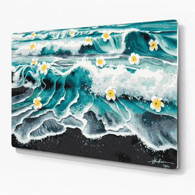 Hawaiian Beach Foam Green Metal Wall Art