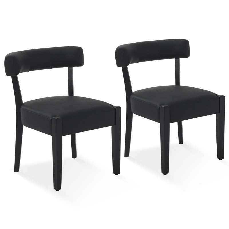 Chaises de salle à manger Mid-Century, noir simili cuir / Noir