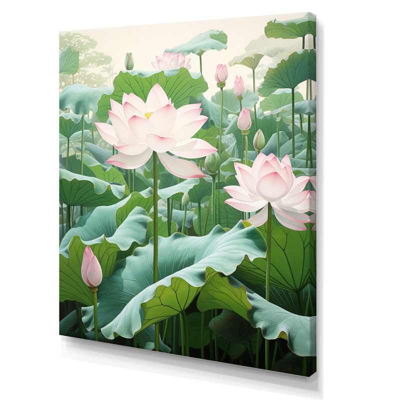 «Lotus Minimalisme Dream I» sur toile, Toile tendue, H 32 po x l 24 po x P 1 po