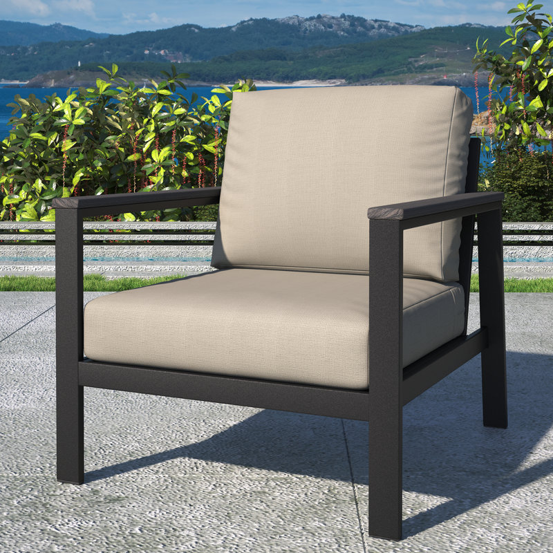 Chaise longue d'extérieur avec coussins Sunbrella® Townsend, Tissu argenté Sunbrella, GRIS BORD DE MER, Yes