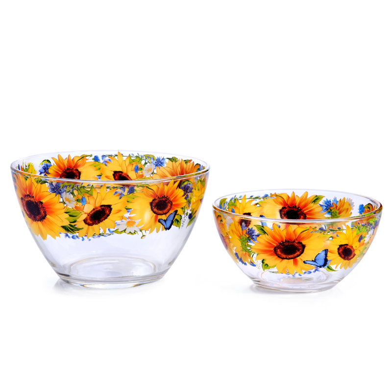 Bol à salade en verre Sunflowers