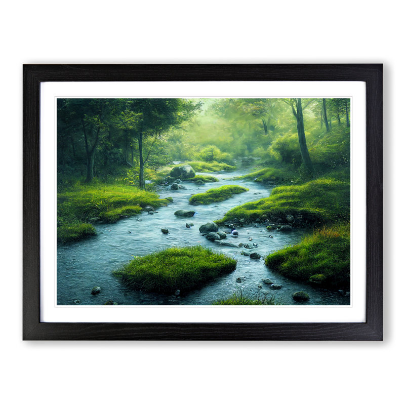 Special Forest Stream - Single Picture Frame Print, Black, 46cm H x 64cm W x 2cm D