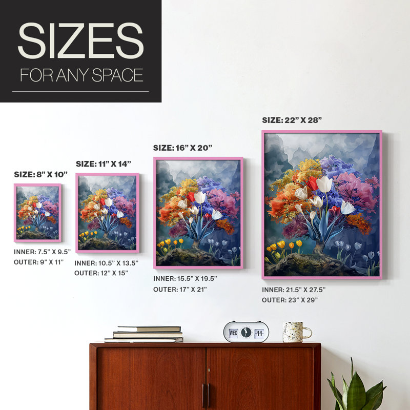 «FLORAL Series DCCDXII», reproduction encadrée de qualité supérieure - prête à être accrochée - aucun clou requis - aucun clou requis