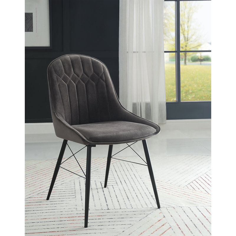 Ensemble de 2 chaises d'appoint Abraham en tissu gris foncé et finition noire