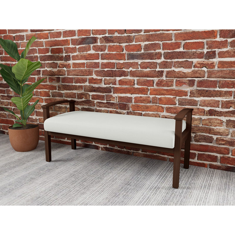 Banc en bois massif Amherst, Noyer Riftwood, Ombre portes ouvertes
