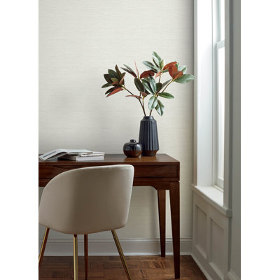 Agave Light Grey Faux Grasscloth Wallpaper