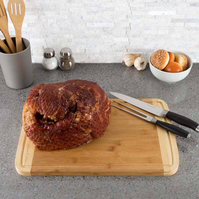 Planche à découper en bambou à deux tons - très épais, écologique et antibactérien avec planche à découper 18 x 12 x 75 par Classic Cuisine