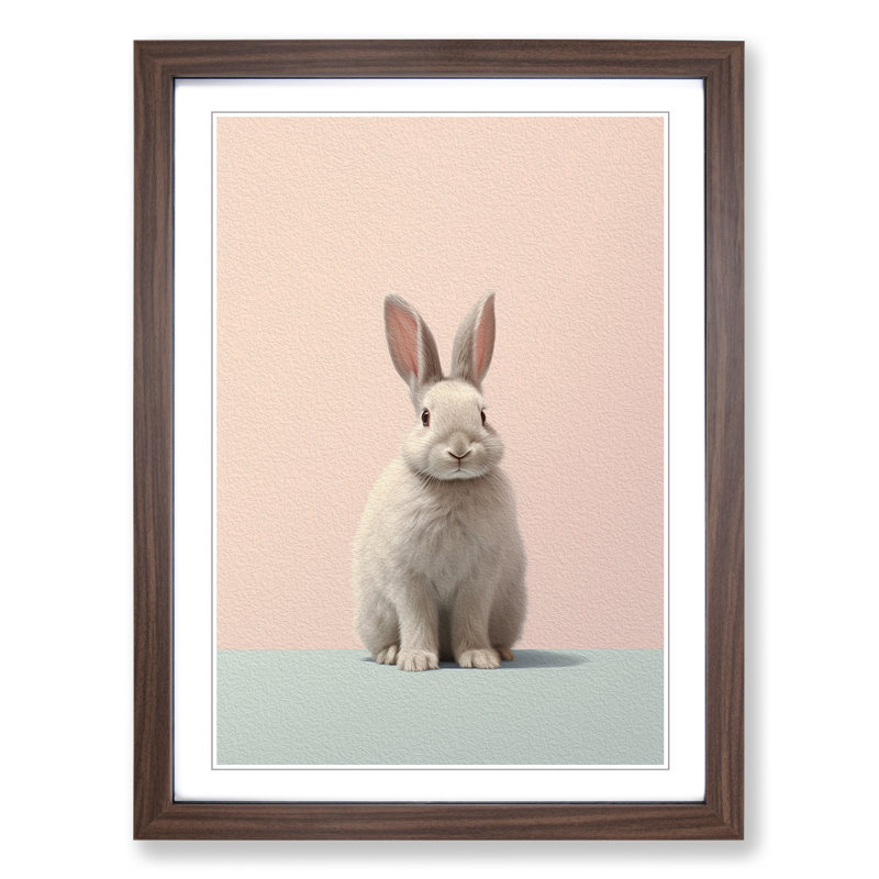 XYZ-FRM-V1223-5346 Rabbit Minimalism No.2 - Single Picture Frame Print on Wood, Walnut, 34cm H x 25cm W x 2cm D
