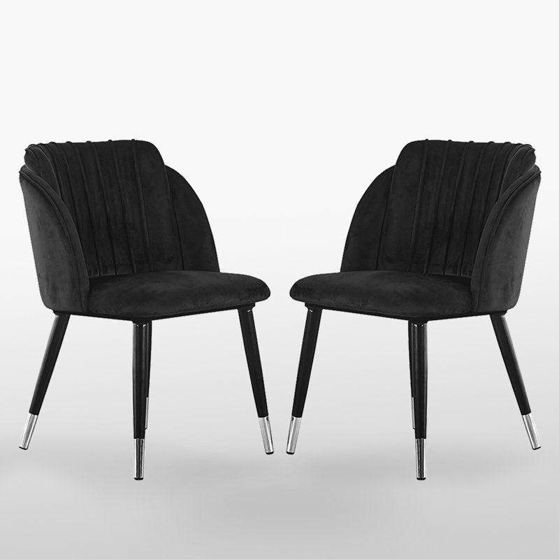 Inola Upholstered Velvet Dining Chairs - Ergonomic Soft Back with Metal Legs - Armchair for Dining Room Living Room Restaurants Set of 2