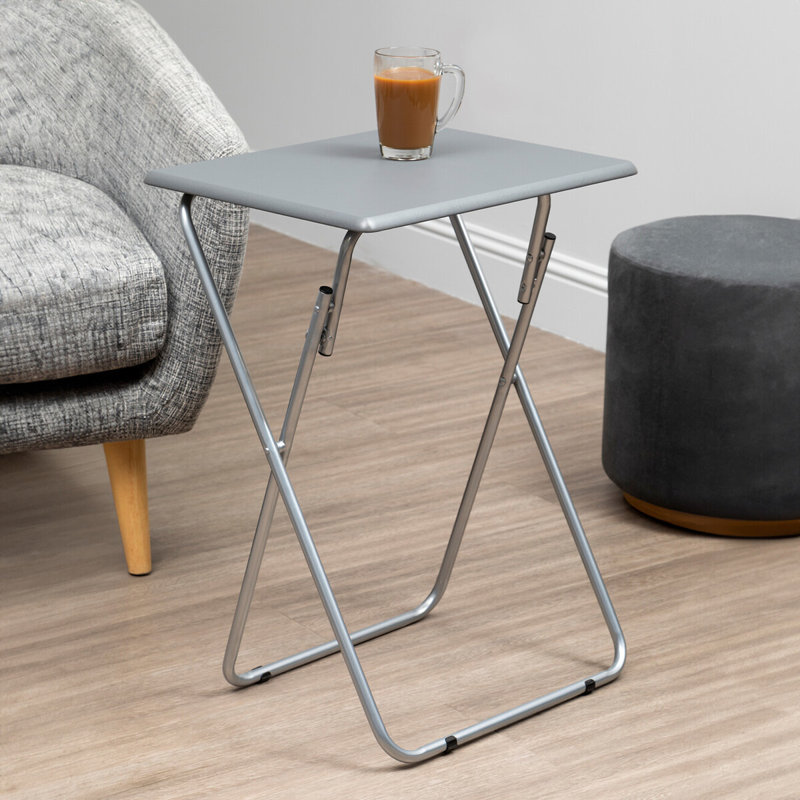 Miles 48cm Square Adjustable Folding Table, Grey