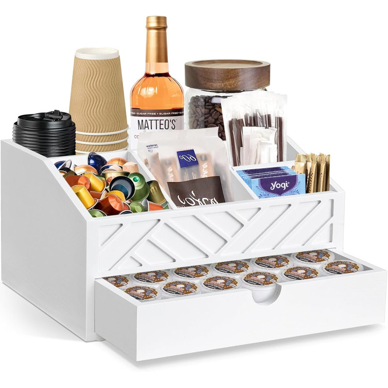 Organisateur de café avec tiroir, blanc
