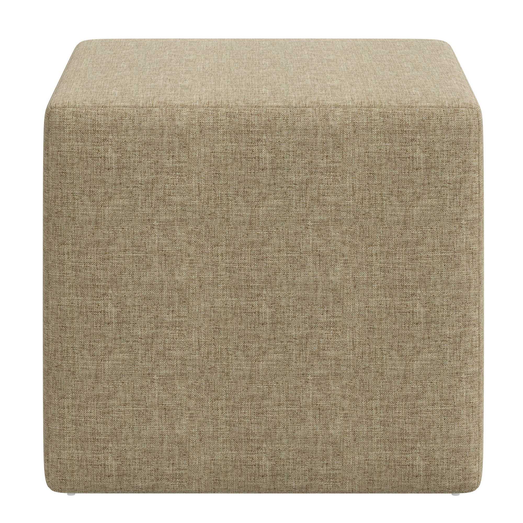 Bence Upholstered Ottoman, Zuma Natural Textured Linen