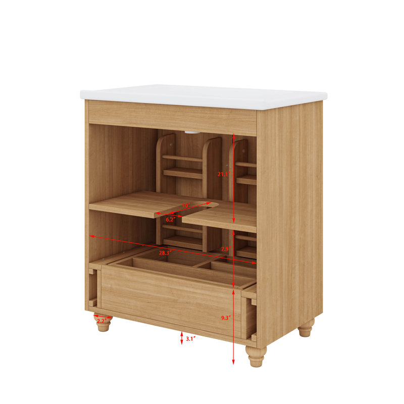 30 Inch Vanity Sink Combination With Space-Enhancing Cabinet Doors And Drawer