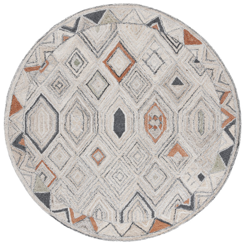 Marquee Hand Tufted Performance Geometric Rug, Round 6'