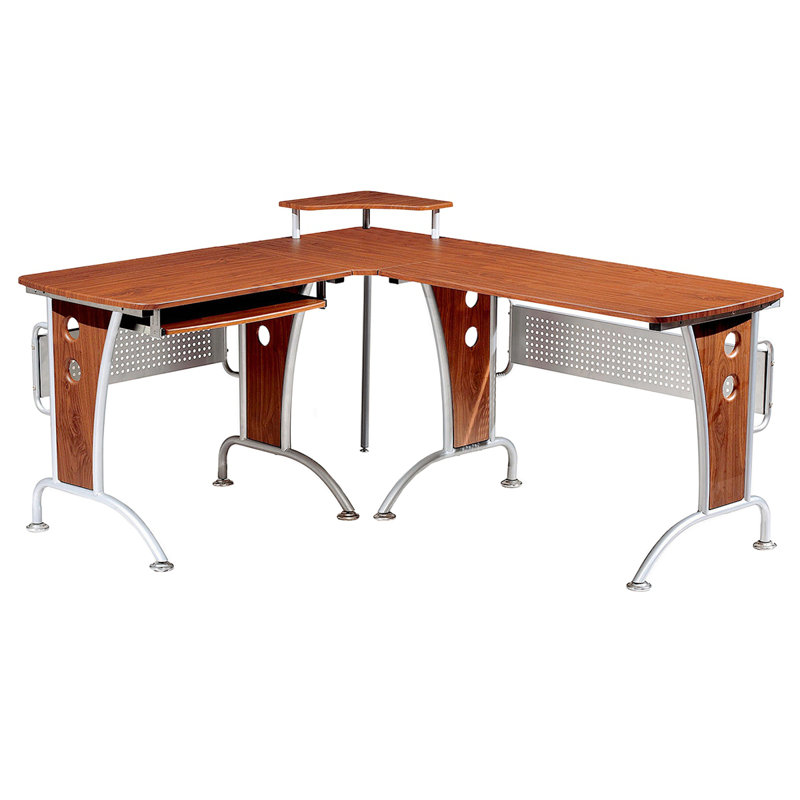 L-Shaped Computer Desk With Pull Out Keyboard Panel