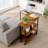 Patented 360° Free Rotating Sofa Side Table with Storage Shelves and Casters