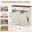 Armoire à poubelle autoportante en bois à double basculement double avec tiroirs dissimulés, support de poubelle à l'épreuve des animaux de compagnie 2 x 13 gallons pour le salon de la cuisine-110687086