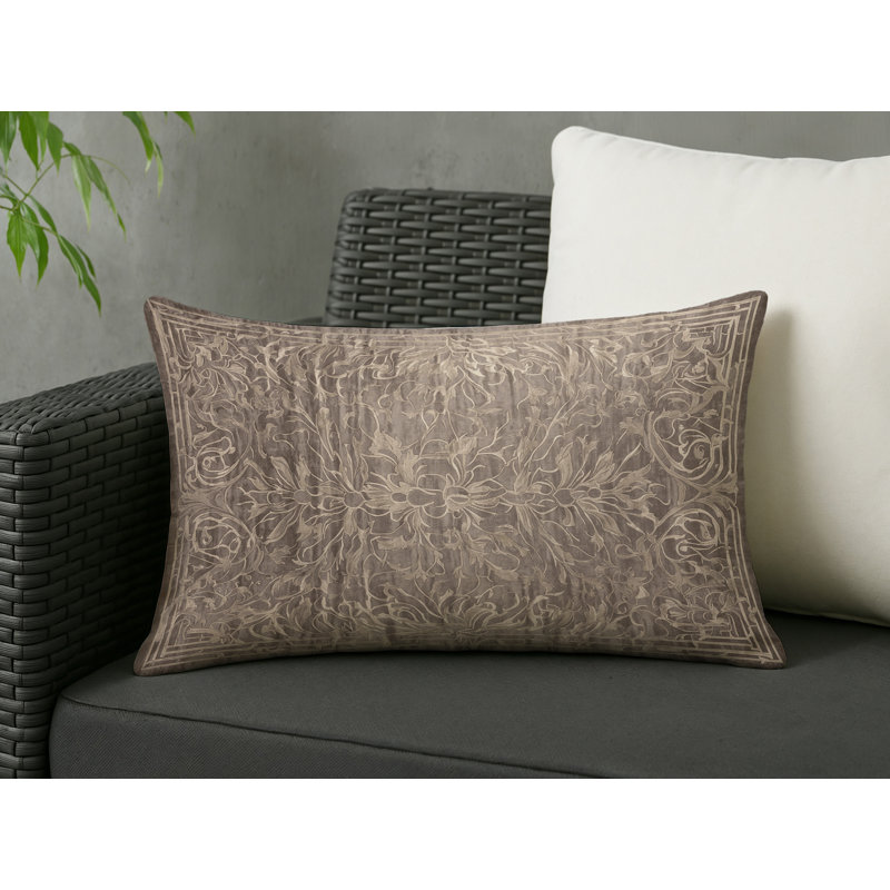 Coussin décoratif intérieur et extérieur Modern, Rectangle H 20 po x l 14 po, Gris floral 146
