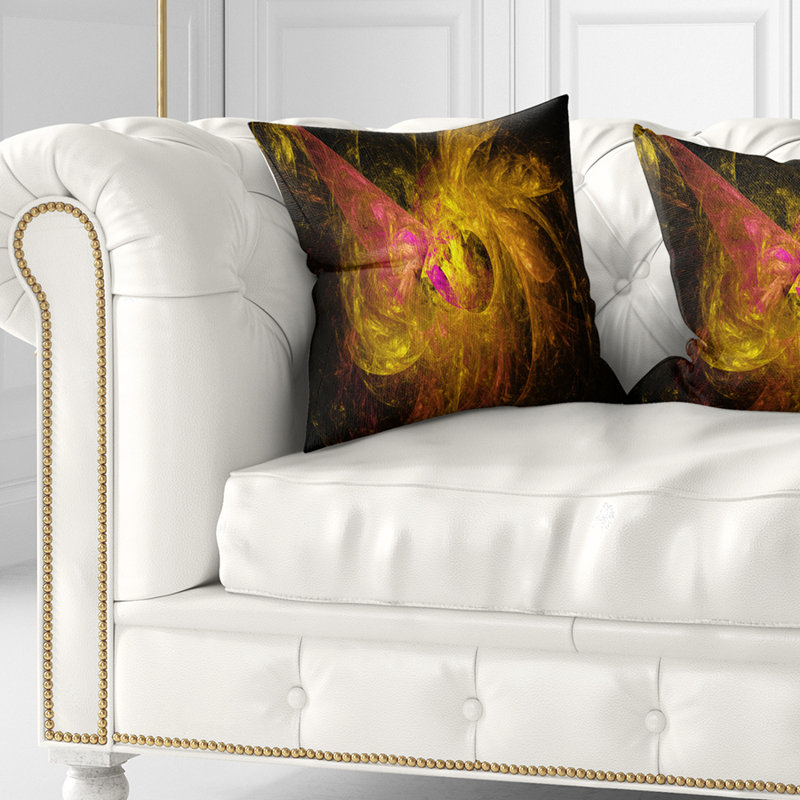 Golden Fractal Abstract - Coussin imprimé abstrait, 16 po x 1 po, Coussin décoratif