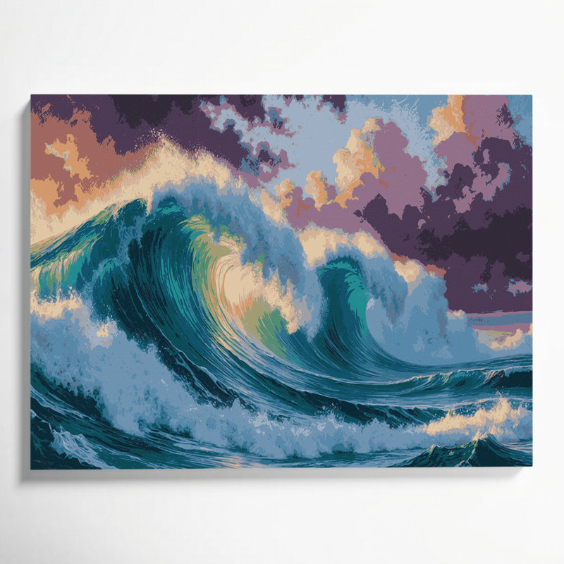 «Hawaiian Ocean Waves», art mural sur toile bleue, H 12 po x l 18 po