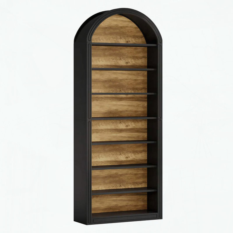 8-Tier Arched Bookshelf with Two-Tone Design